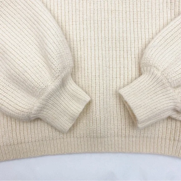 Petal + Pup Freddie Ribbed Knit Balloon Sleeve Turtleneck Sweater Ivory Cream - Picture 9 of 13